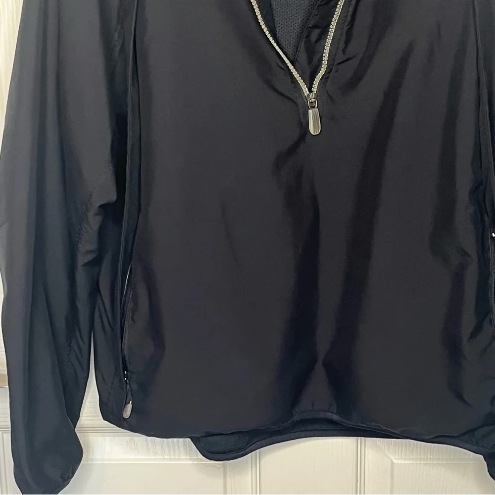 Adidas Black Quarter Zip Pullover ClimaShell Windbreaker Jacket Mens Sz L